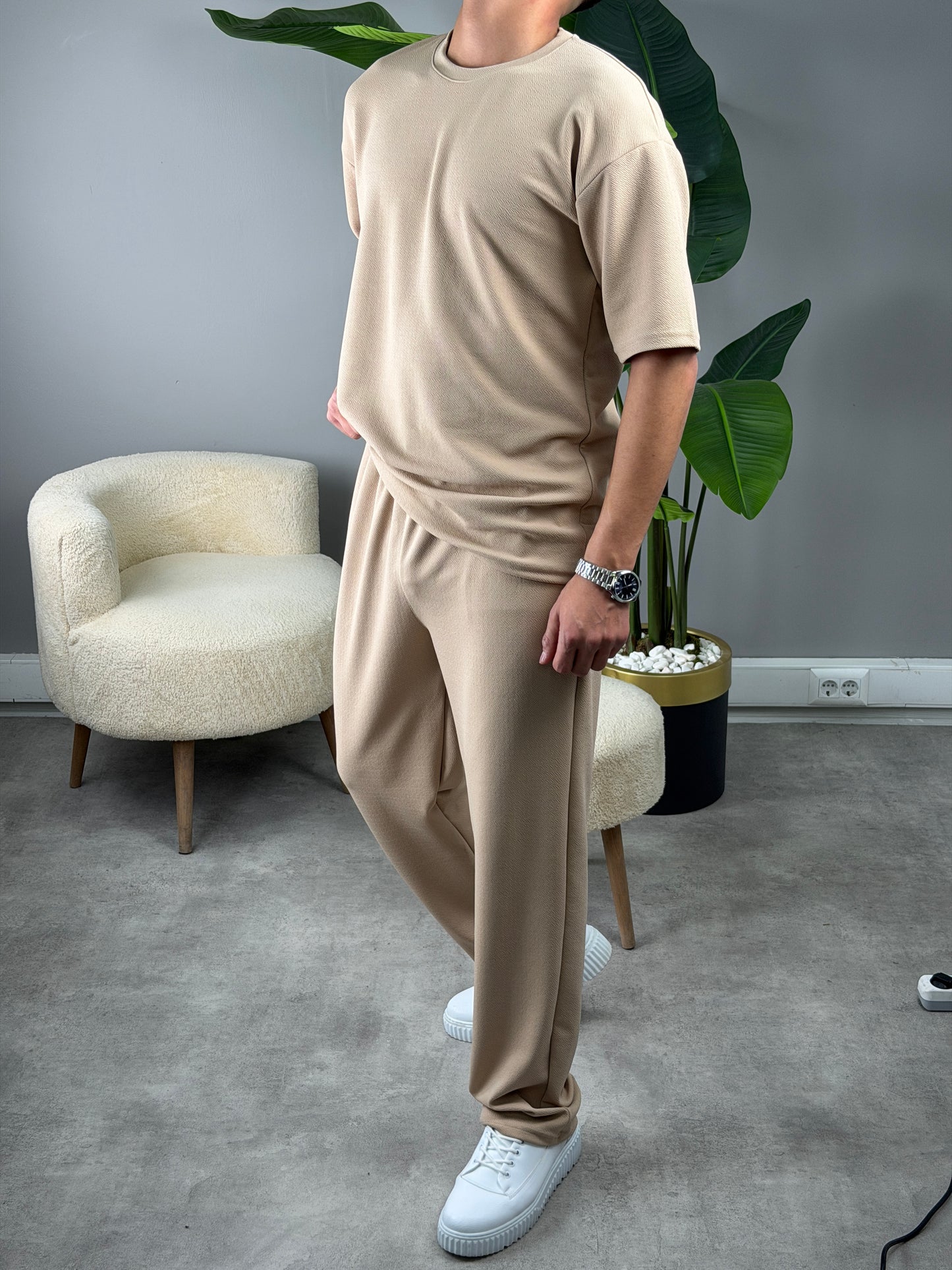 CRAP KUMAŞ OVERSİZE TAKIM BEJ