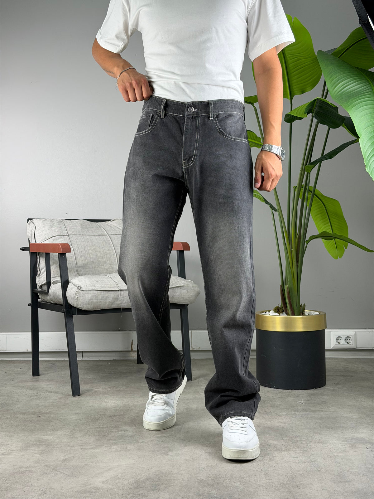 BAGGY KALIP KOT PANTOLON ANTRASİT