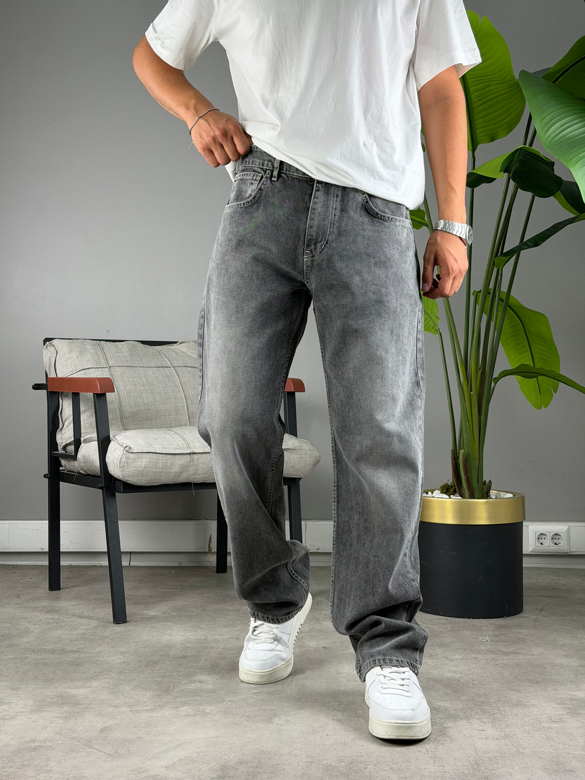 Baggy Kalıp Kot Pantolon GRİ
