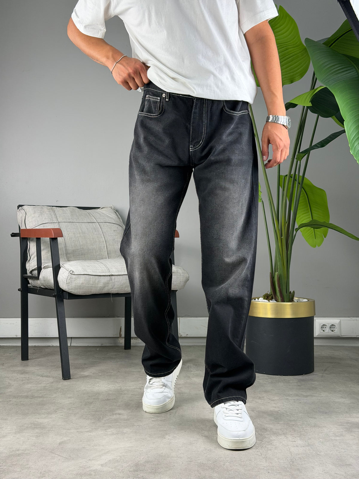 Baggy Kalıp Kot Pantolon Siyah