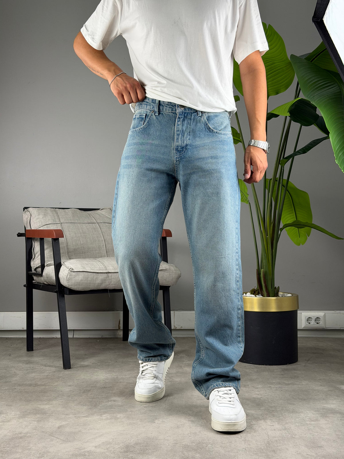 Baggy Kalıp Kot Pantolon Açık Mavi