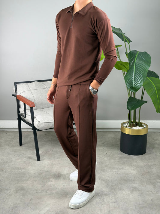 MEVSİMLİK POLO YAKA TAKIM ACI KAHVE