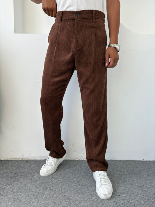 %100 KADİFE PİLELİ BAGGY PANTOLON ACI KAHVE