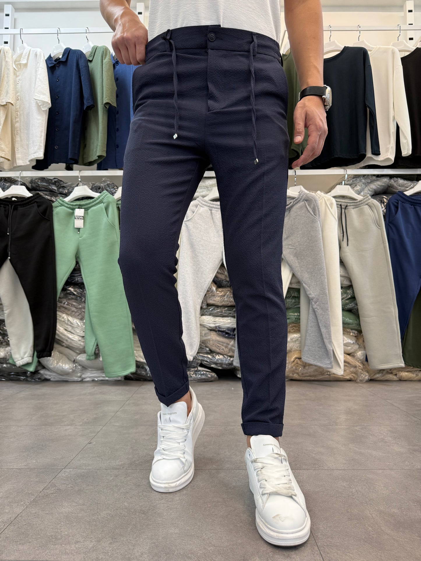 GOFRE KUMAŞ JAGGER PANTOLON LACİVERT