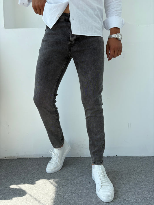 %100 LİKRALI SLİMFİT KALIP KOT PANTOLON KOYU ANTİRASİT