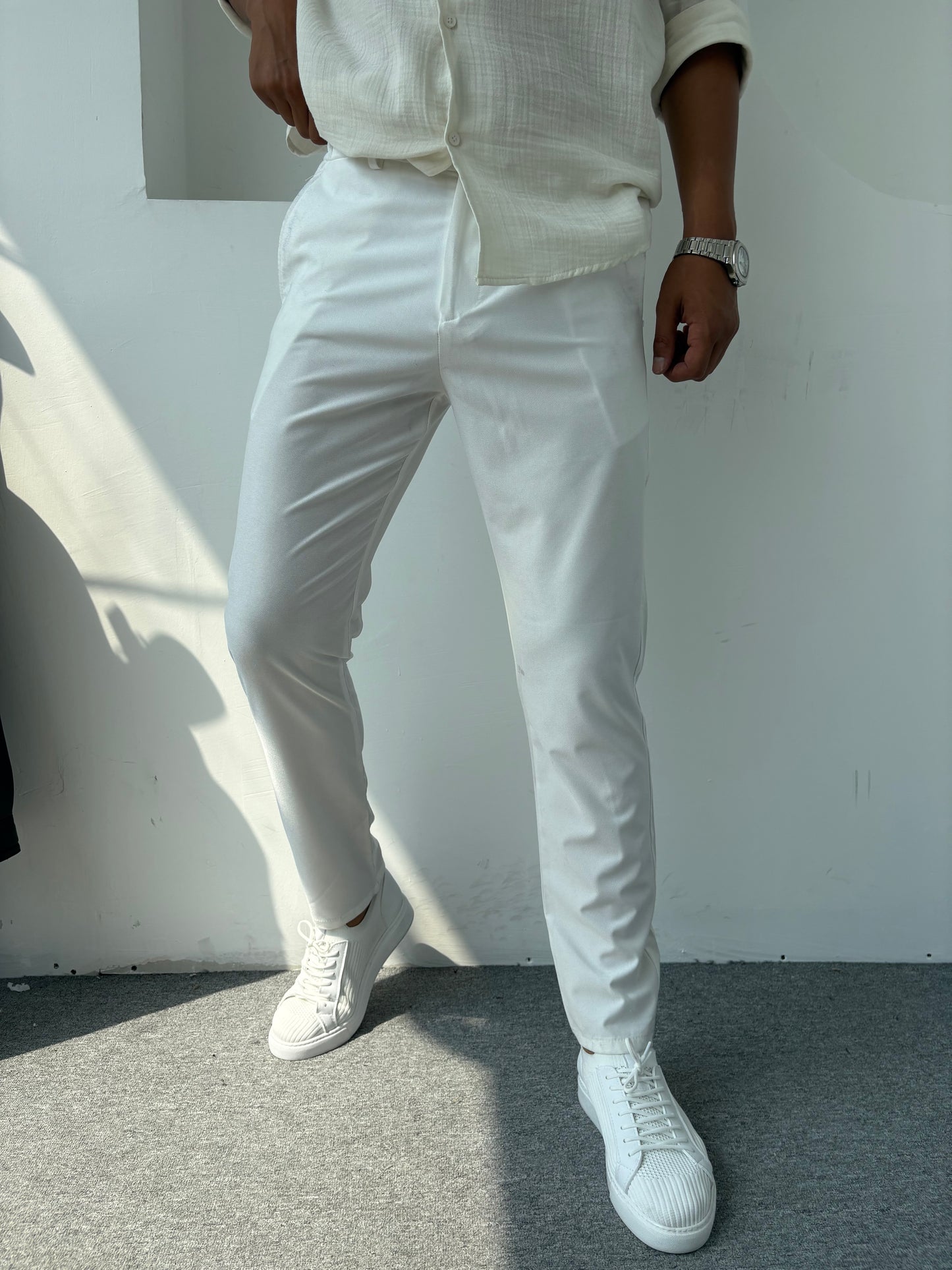 PARAŞÜT KUMAŞ REGULAR PANTOLON BEYAZ