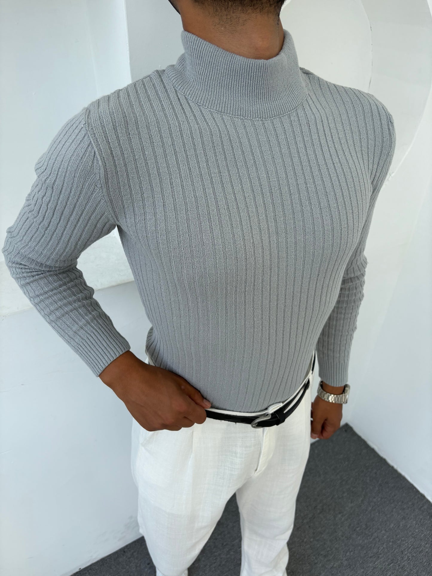 YARIM BALIKÇI TRİKO SWEATSHİRT GRİ