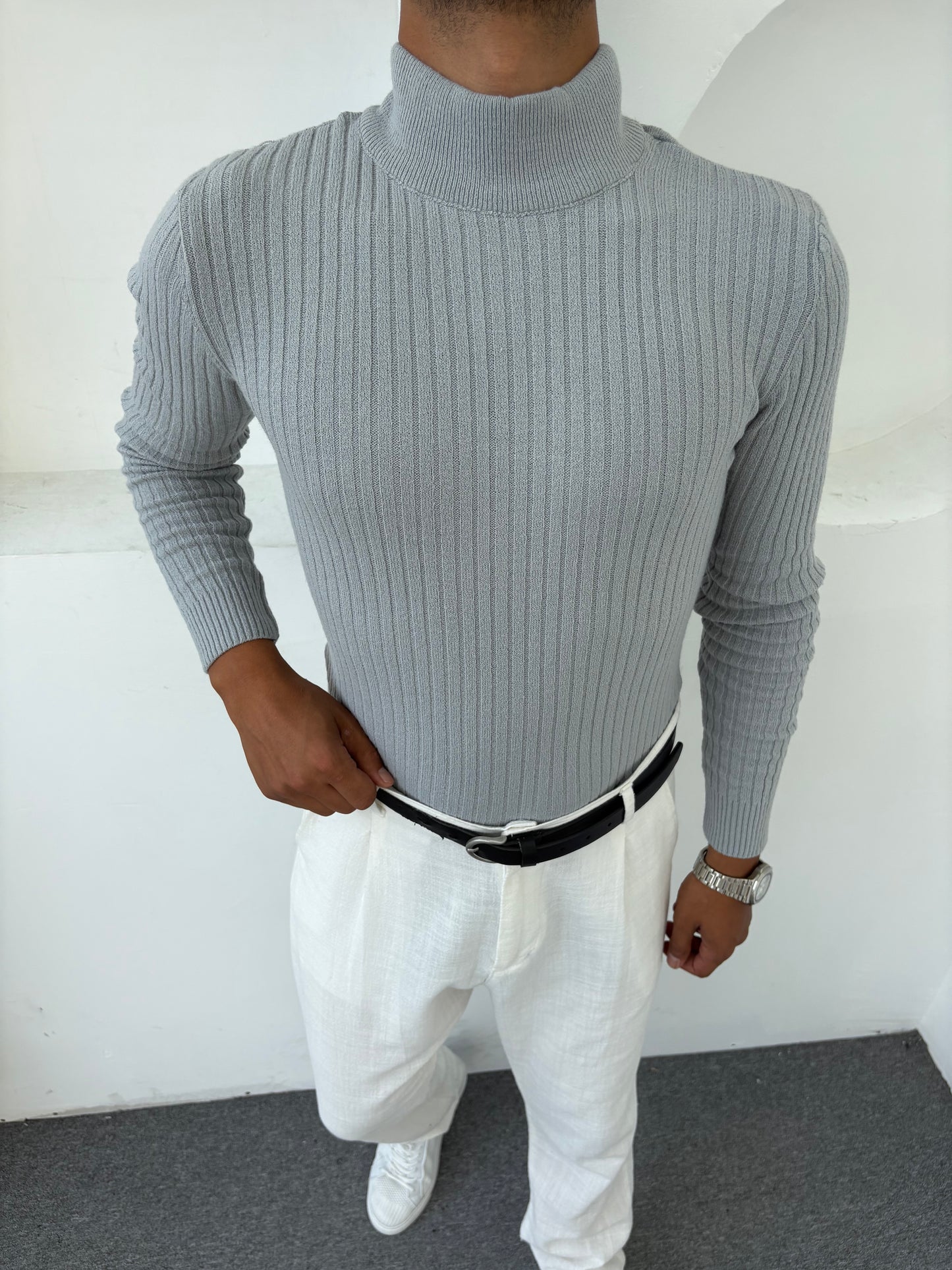 YARIM BALIKÇI TRİKO SWEATSHİRT GRİ