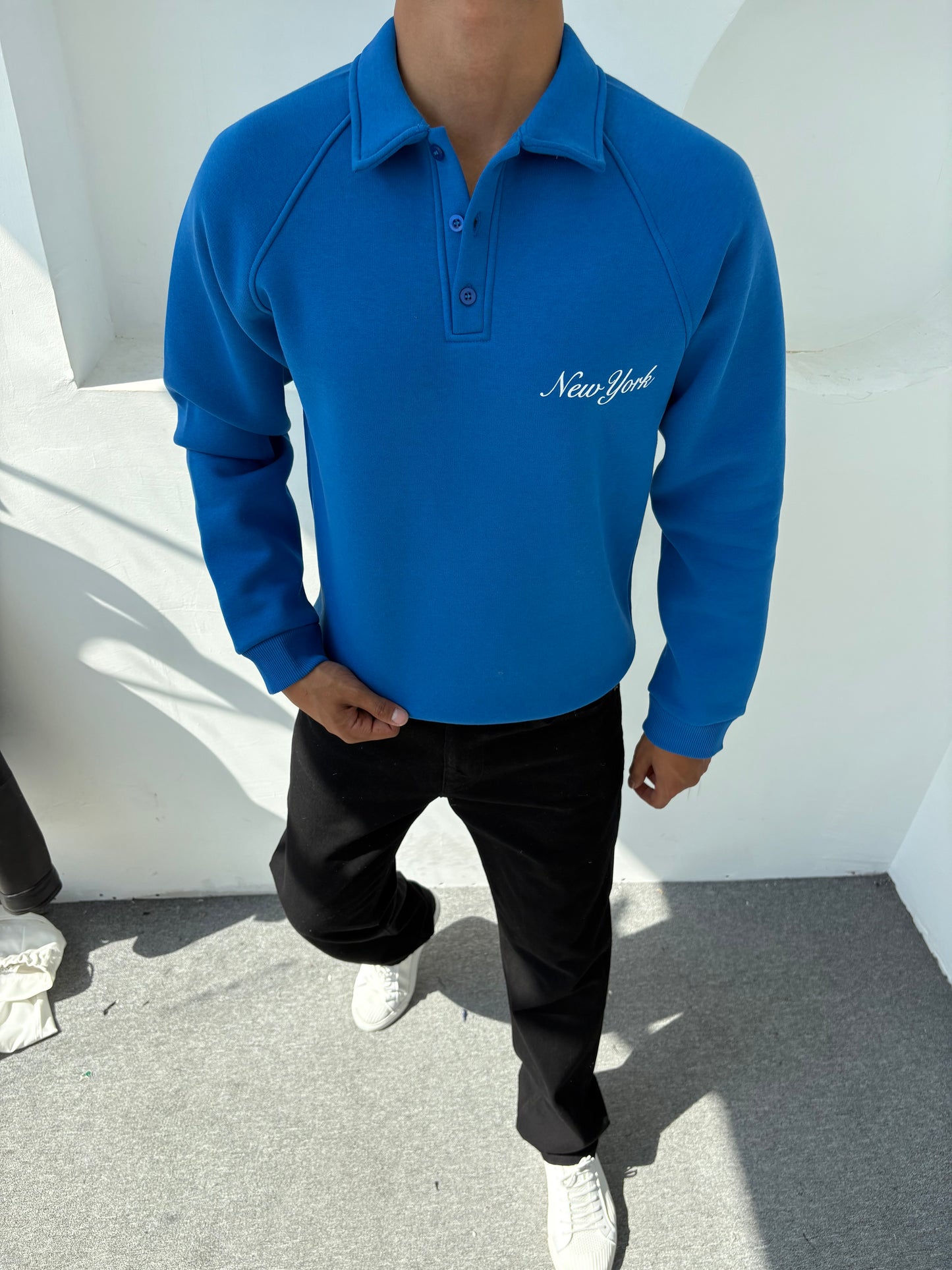 3 İPLİK ŞARDONLU SWEATSHİRT (NEW YORK) BASKILI MAVİ