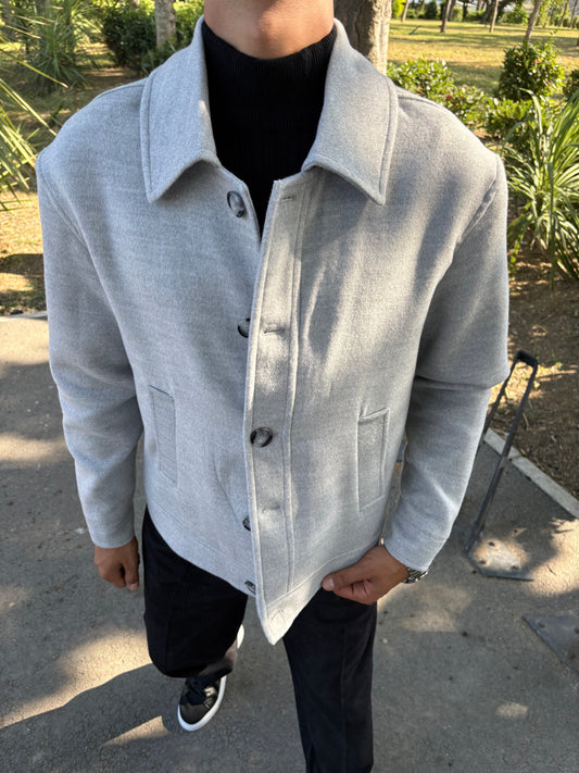 CROP KESİM KAŞE CEKET GRİ