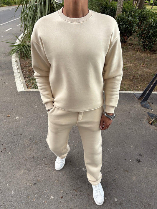 3 İPLİK ŞARDONLU OVERSİZE TAKIM BEJ