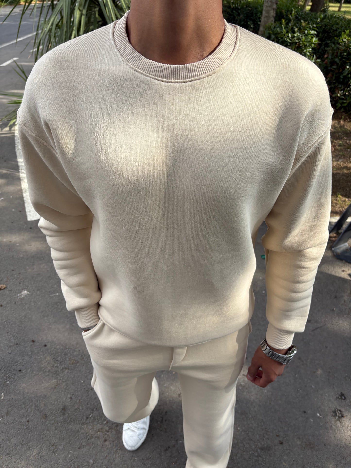 3 İPLİK ŞARDONLU OVERSİZE TAKIM BEJ