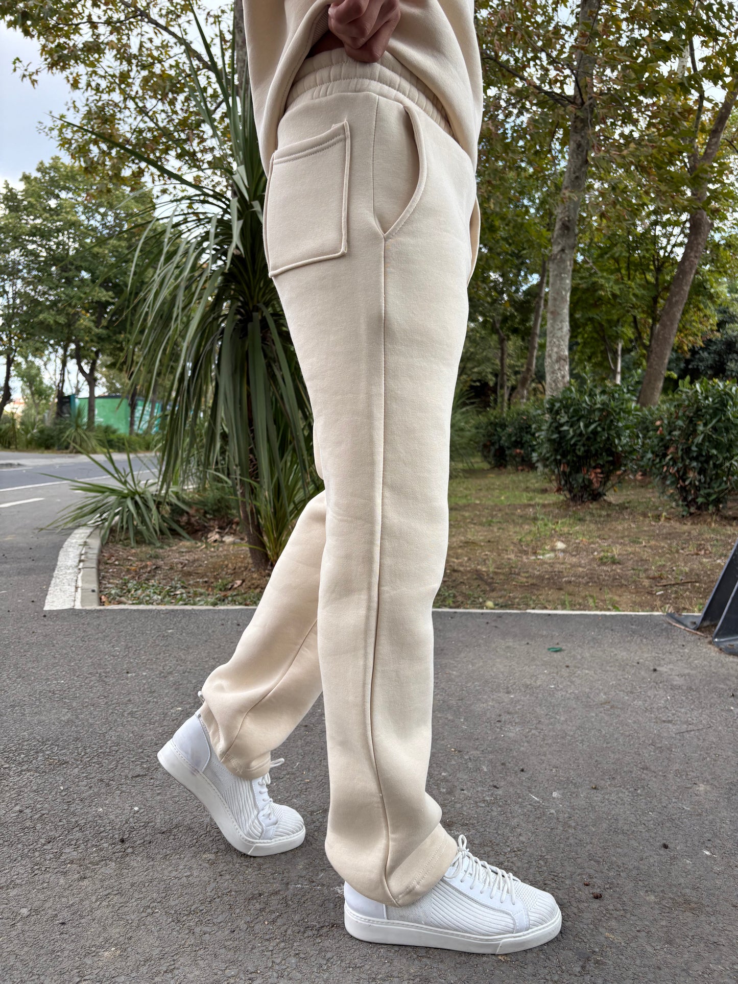 3 İPLİK ŞARDONLU OVERSİZE TAKIM BEJ