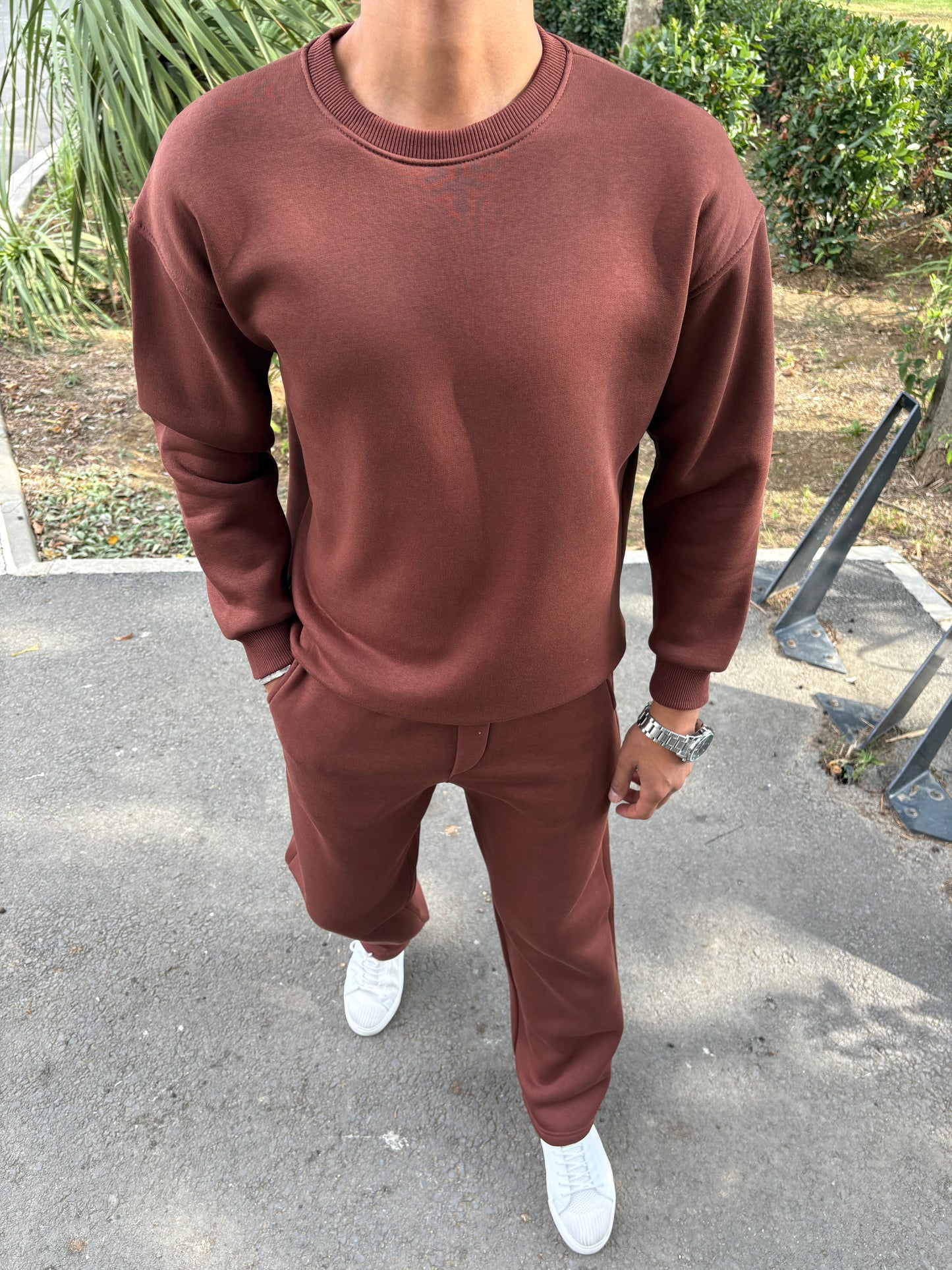 3 İPLİK ŞARDONLU OVERSİZE TAKIM KAHVERENGİ