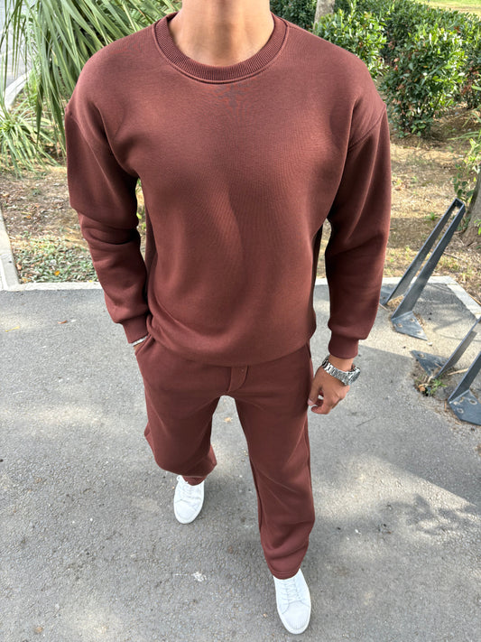 3 İPLİK ŞARDONLU OVERSİZE TAKIM KAHVERENGİ