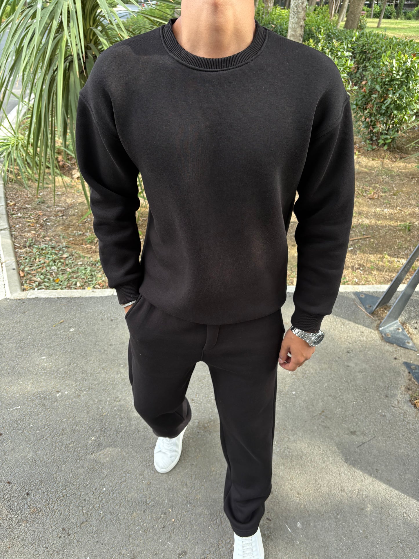 3 İPLİK ŞARDONLU OVERSİZE TAKIM SİYAH