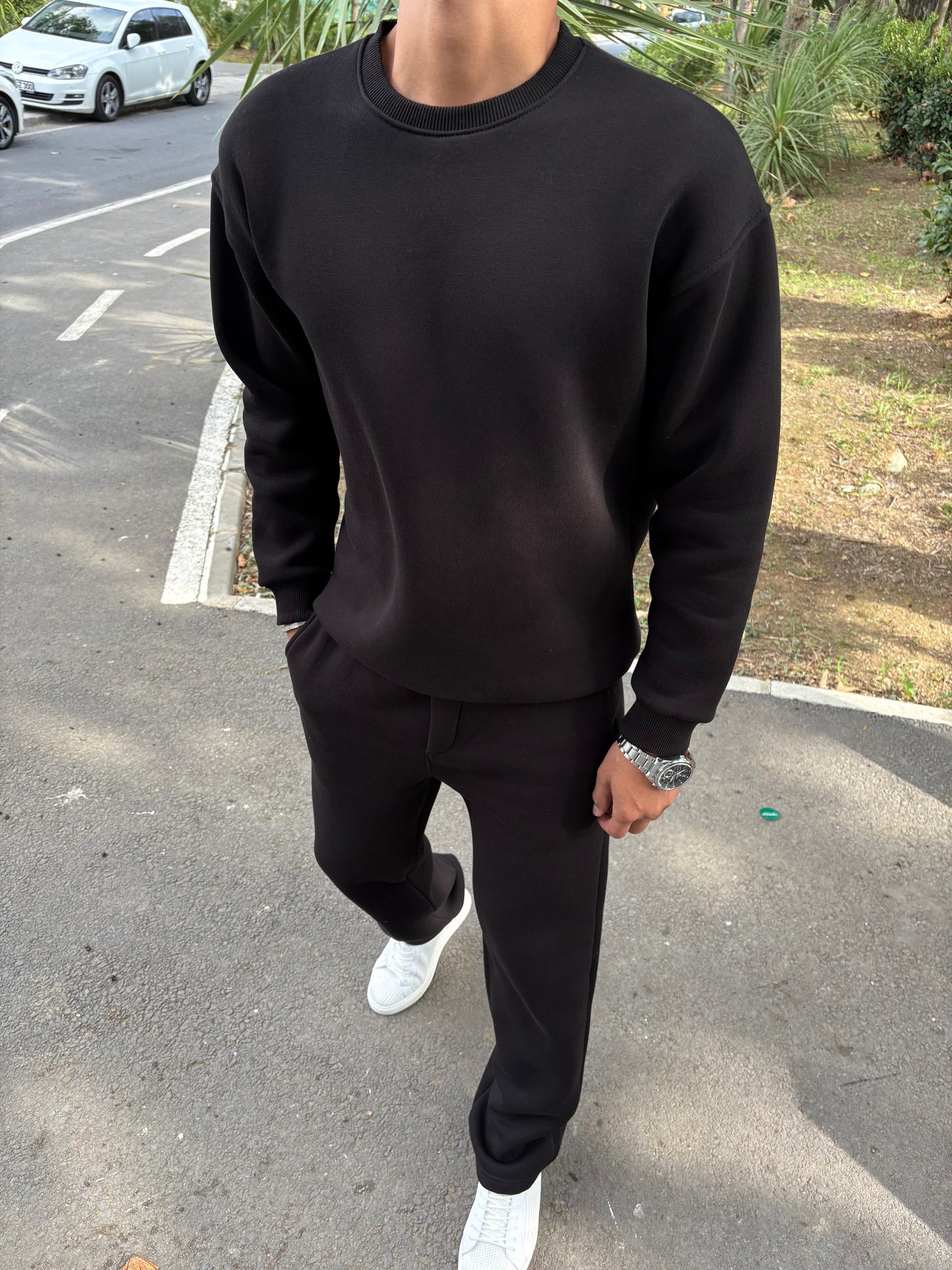 3 İPLİK ŞARDONLU OVERSİZE TAKIM SİYAH