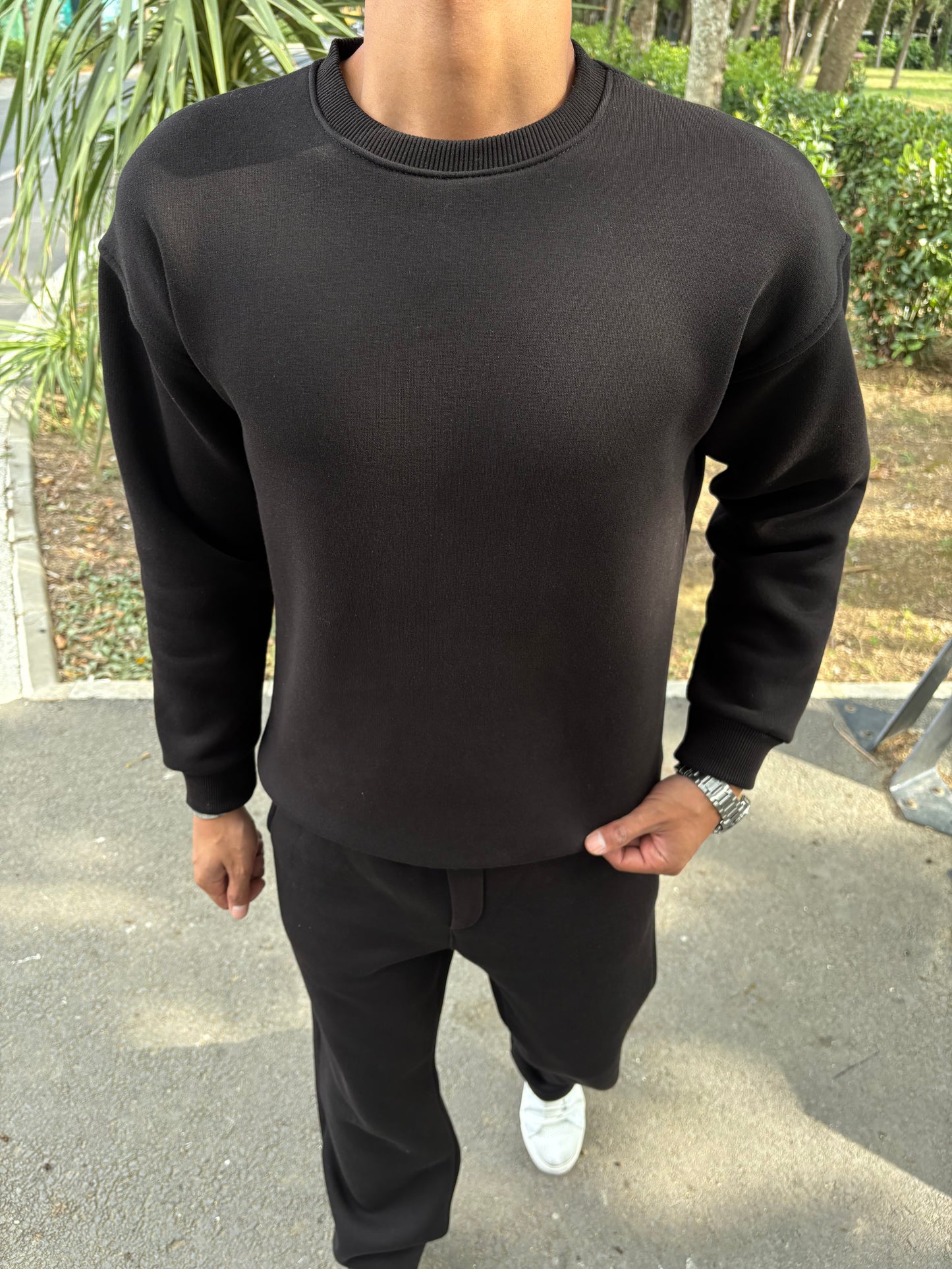 3 İPLİK ŞARDONLU OVERSİZE TAKIM SİYAH