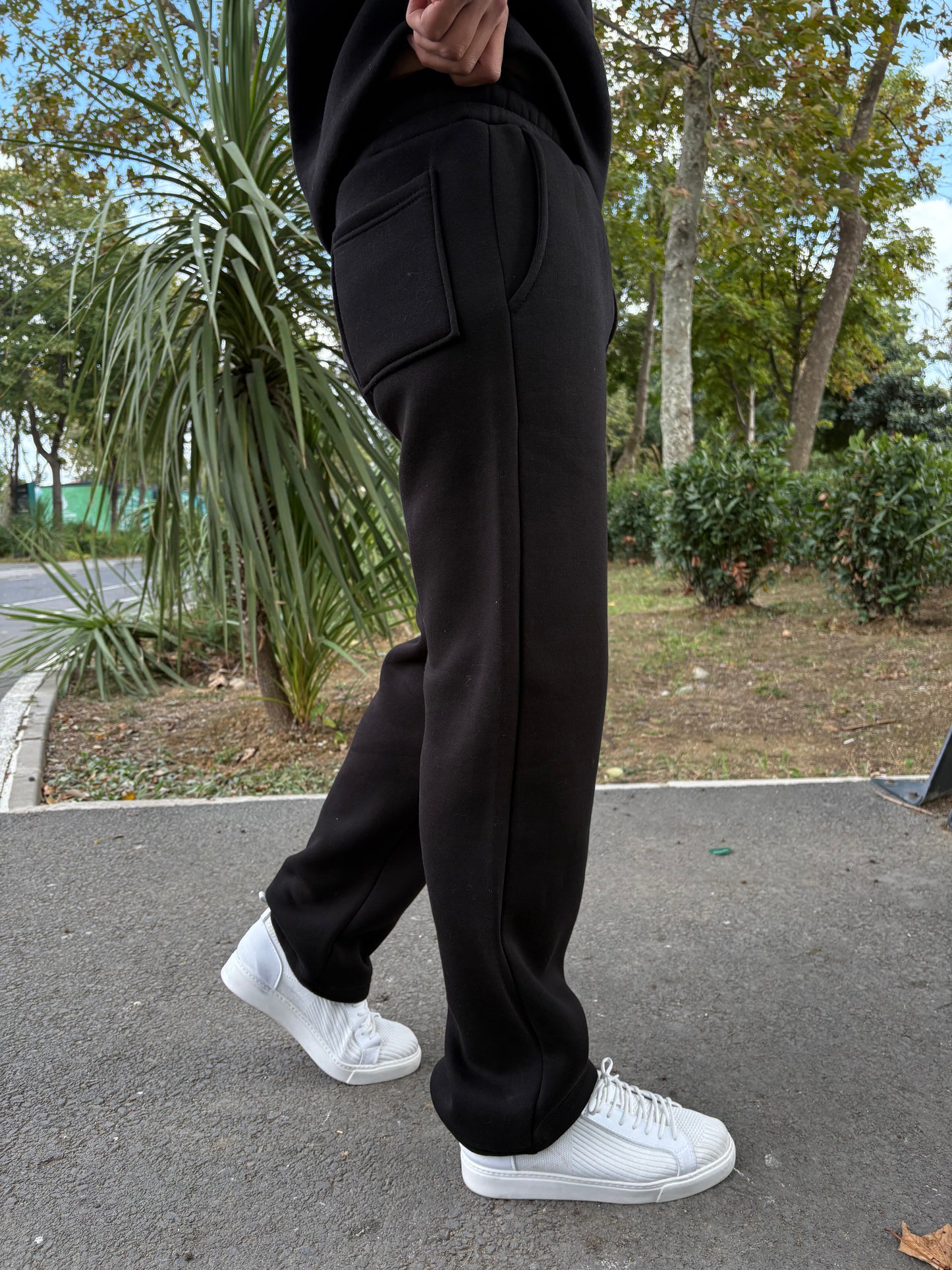 3 İPLİK ŞARDONLU OVERSİZE TAKIM SİYAH