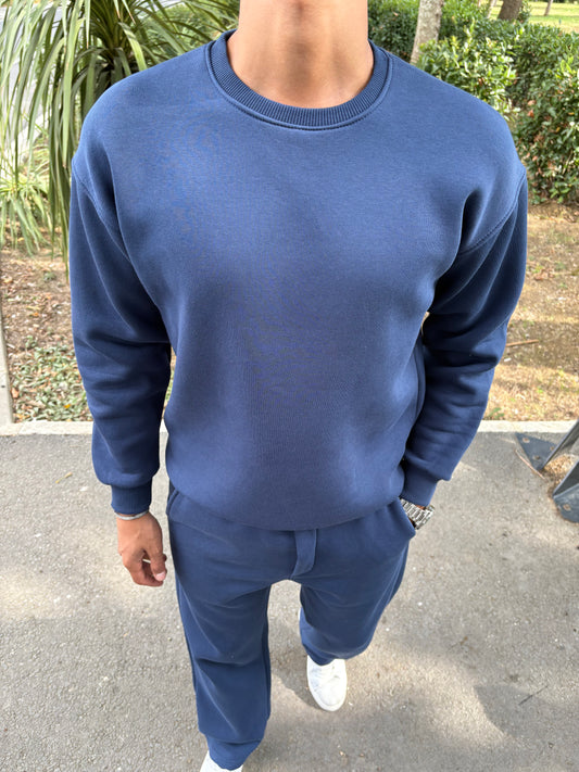 3 İPLİK ŞARDONLU BİSİKLET YAKA SWEATSHİRT LACİVERT