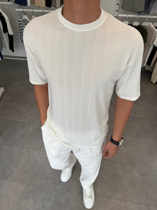 Rapor Çizgili T-shirt BEYAZ