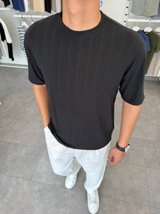Rapor Çizgili T-shirt SİYAH