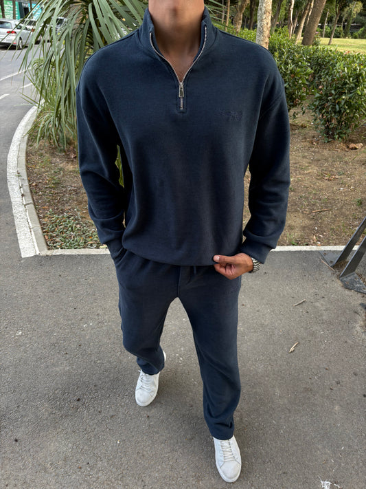 PAMUK ÖRME YARIM FERMAUR TAKIM LACİVERT