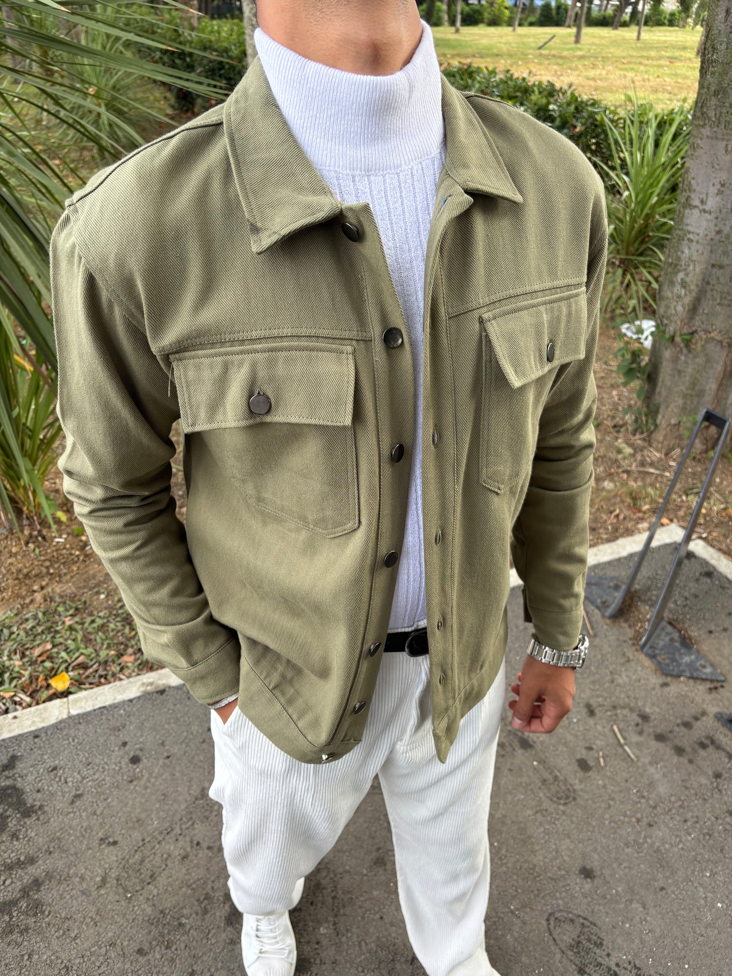 GABARDİN CEKET YEŞİL