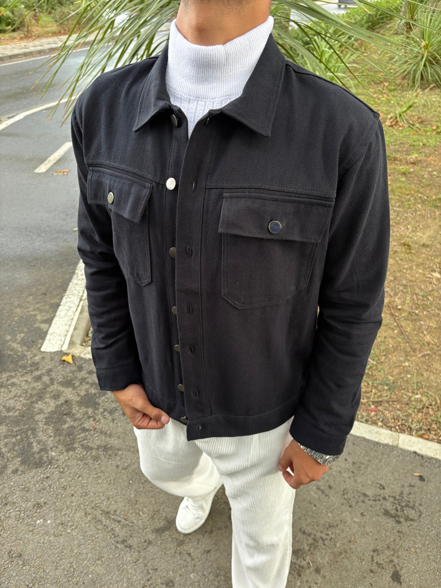 GABARDİN CEKET SİYAH