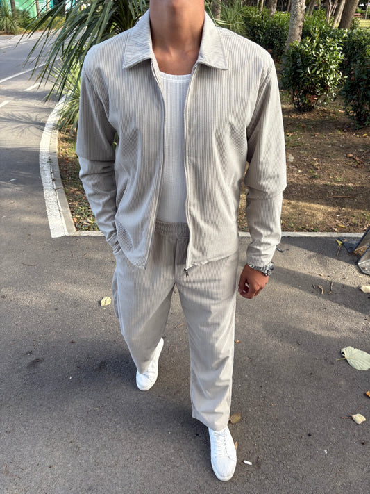 KIŞLIK KADİFE CEKET'Lİ TAKIM GRİ