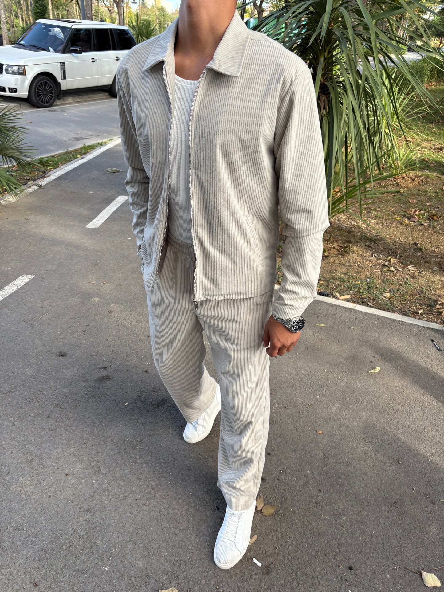 KIŞLIK KADİFE CEKET'Lİ TAKIM GRİ