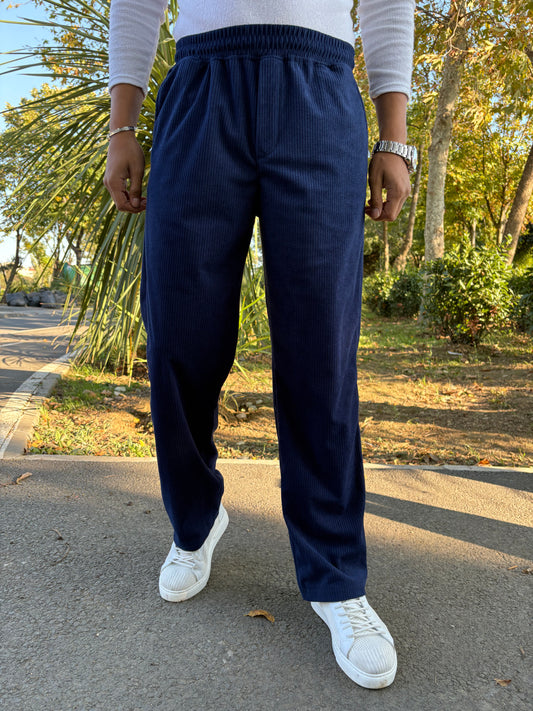 KADİFE BAGGY PANTOLON LACİVERT