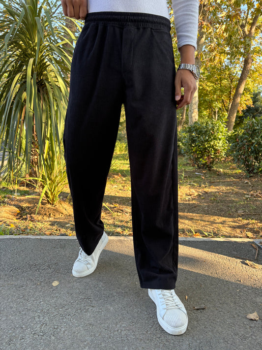 KADİFE BAGGY PANTOLON SİYAH