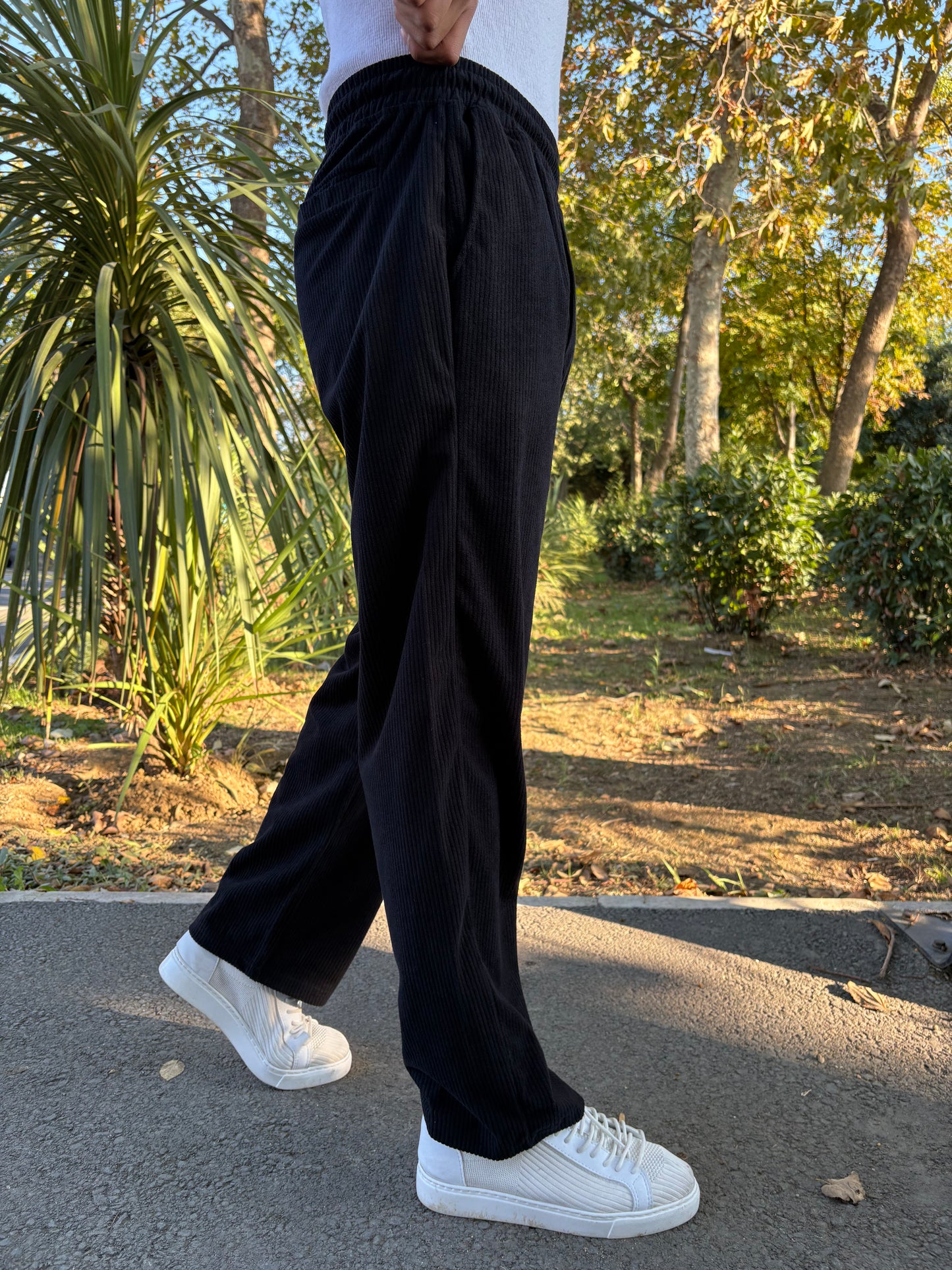 KADİFE BAGGY PANTOLON SİYAH