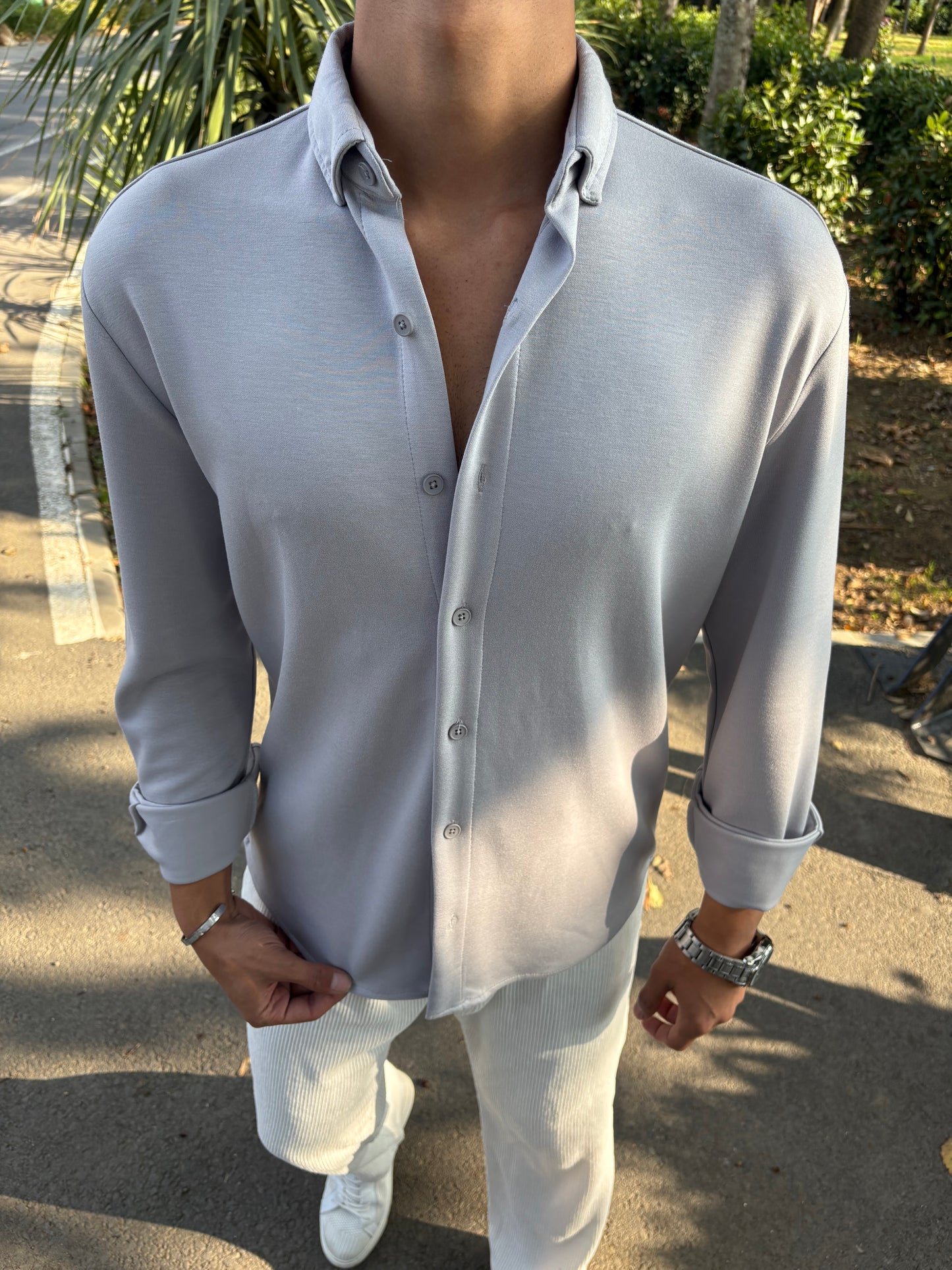 MODAL KUMAŞ KIŞLIK GÖMLEK GRİ