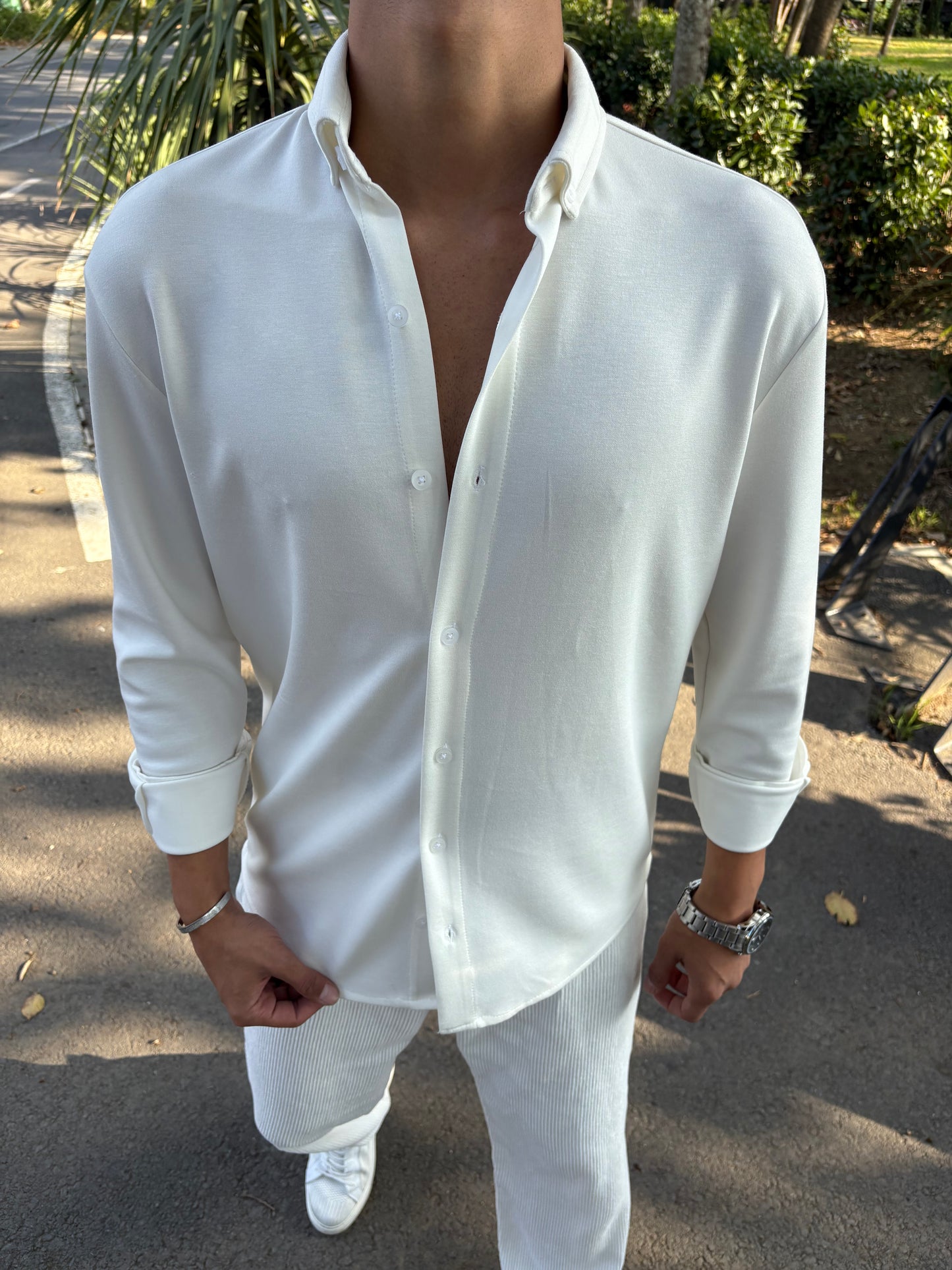 MODAL KUMAŞ KIŞLIK GÖMLEK BEYAZ