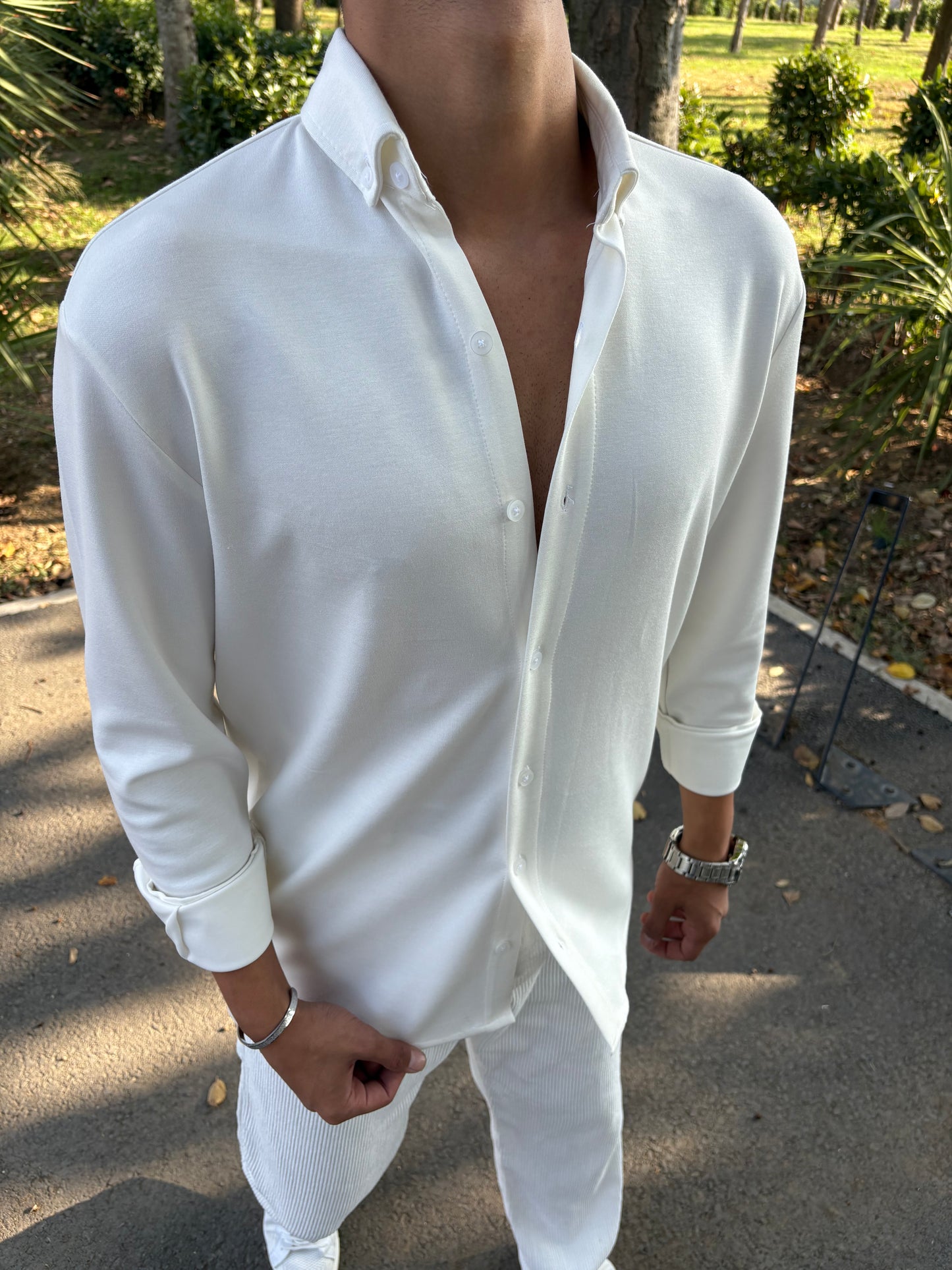 MODAL KUMAŞ KIŞLIK GÖMLEK BEYAZ