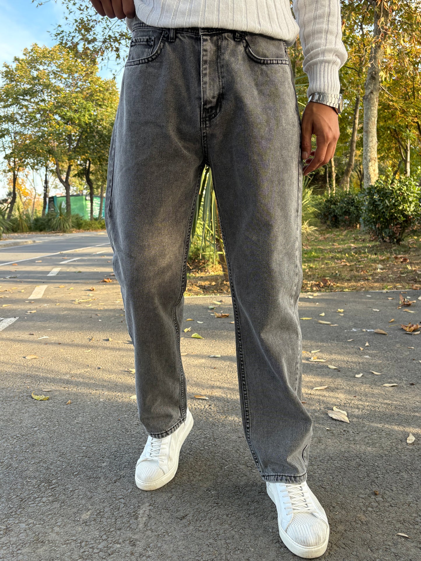 PREMİUM KALİTE BAGGY KALIP KOT PANTOLON AÇIK ANTRASİT