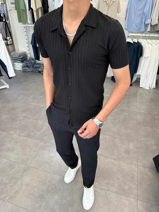 İTHAL ÖRME KUMAŞ NAKIŞLI TAKIM SİYAH