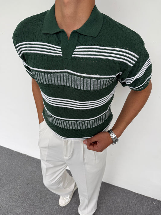 ÖRME POLO YAKA TRİKO TSHİRT ZÜMRÜT YEŞİLİ
