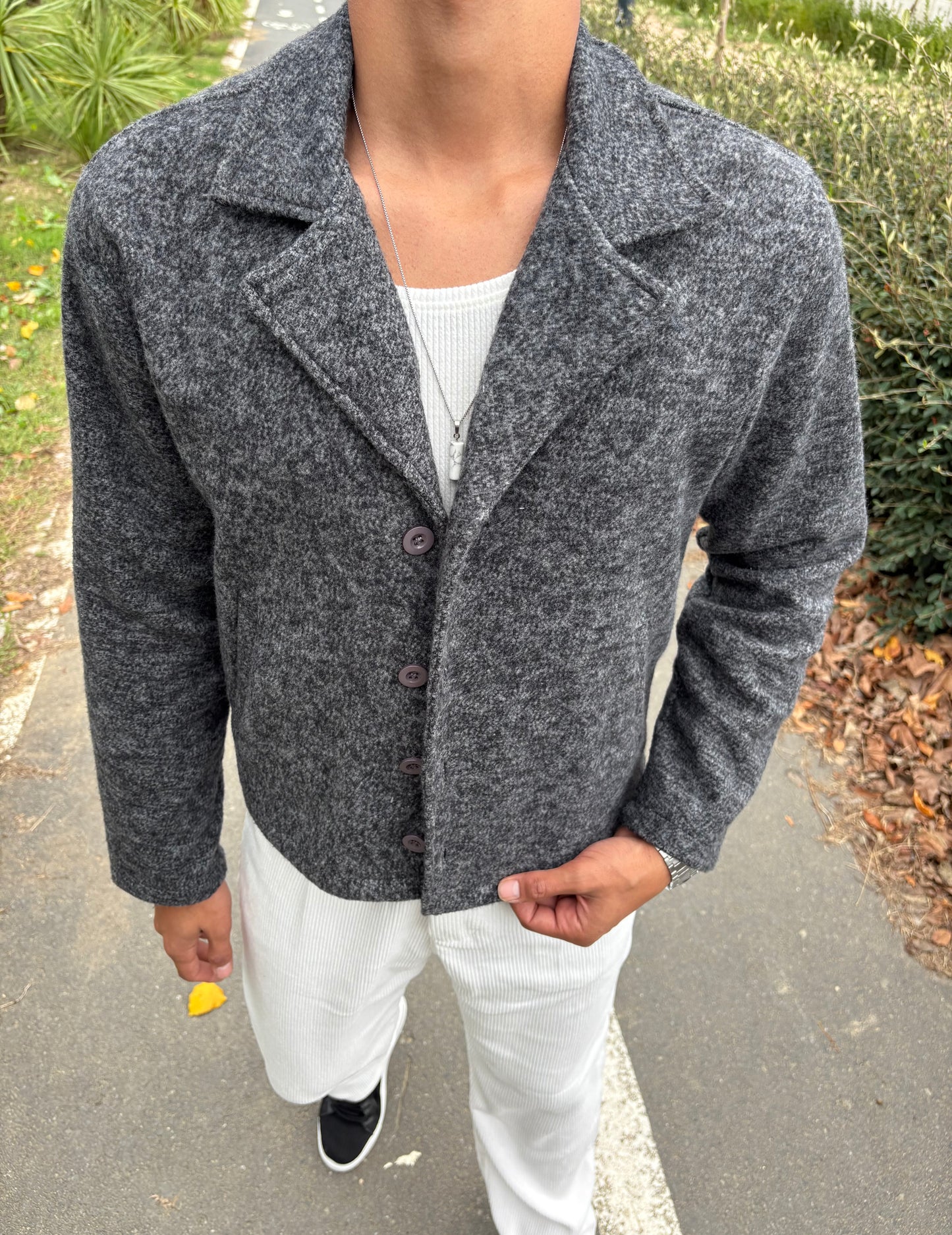 MASS KAŞE CROP CEKET ANTRASİT