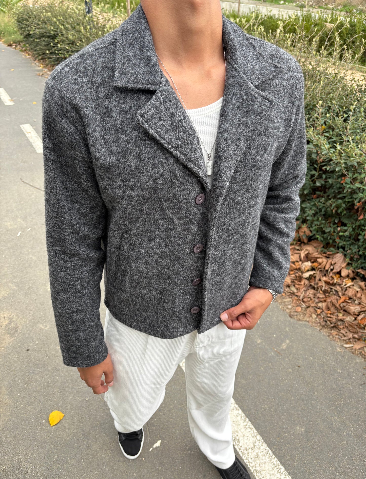 MASS KAŞE CROP CEKET ANTRASİT