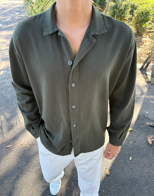 GRAMAJLI HAM KETEN GÖMLEK YEŞİL