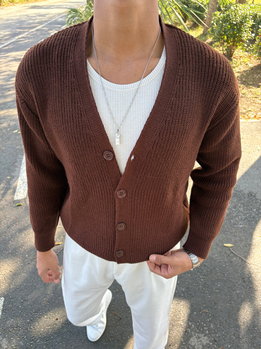 TRİKO OVERSİZE HIRKA KAHVERENGİ