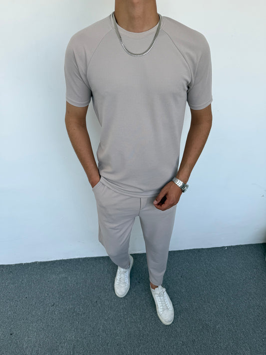 KREP KUMAŞ REGLAN KOL BOYFİREND TAKIM GRİ