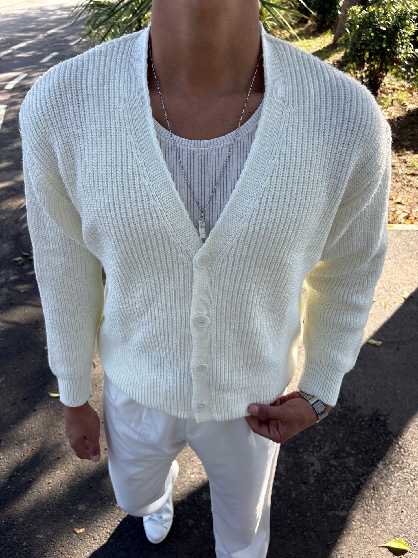 TRİKO OVERSİZE HIRKA BEYAZ