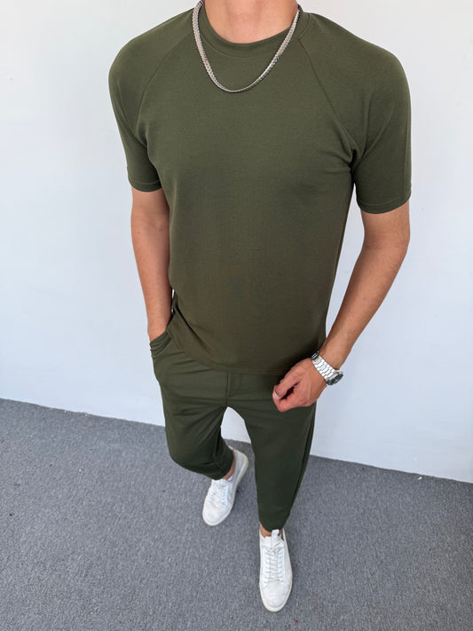 KREP KUMAŞ REGLAN KOL BOYFİREND TAKIM YEŞİL