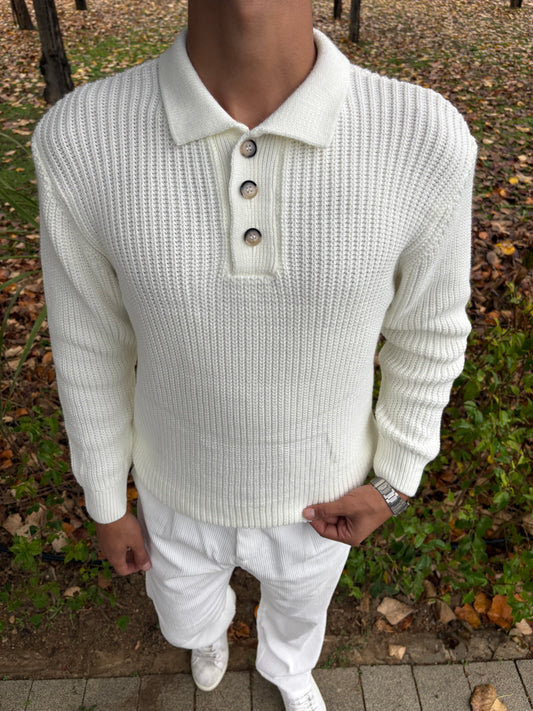 PREMİUM KALİTE DÜĞMELİ POLO YAKA OVERSİZE TRİKO BEYAZ