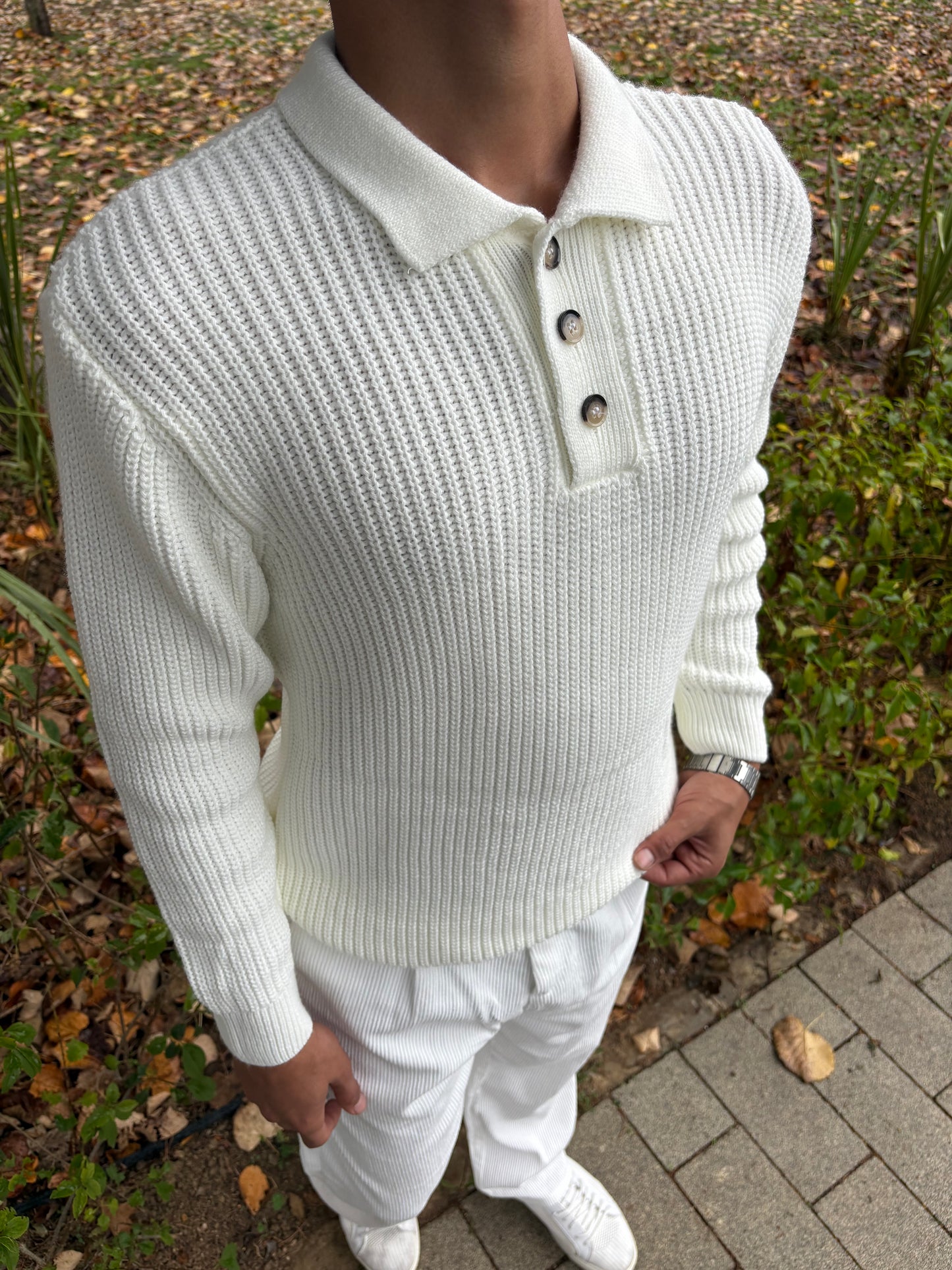 PREMİUM KALİTE DÜĞMELİ POLO YAKA OVERSİZE TRİKO BEYAZ