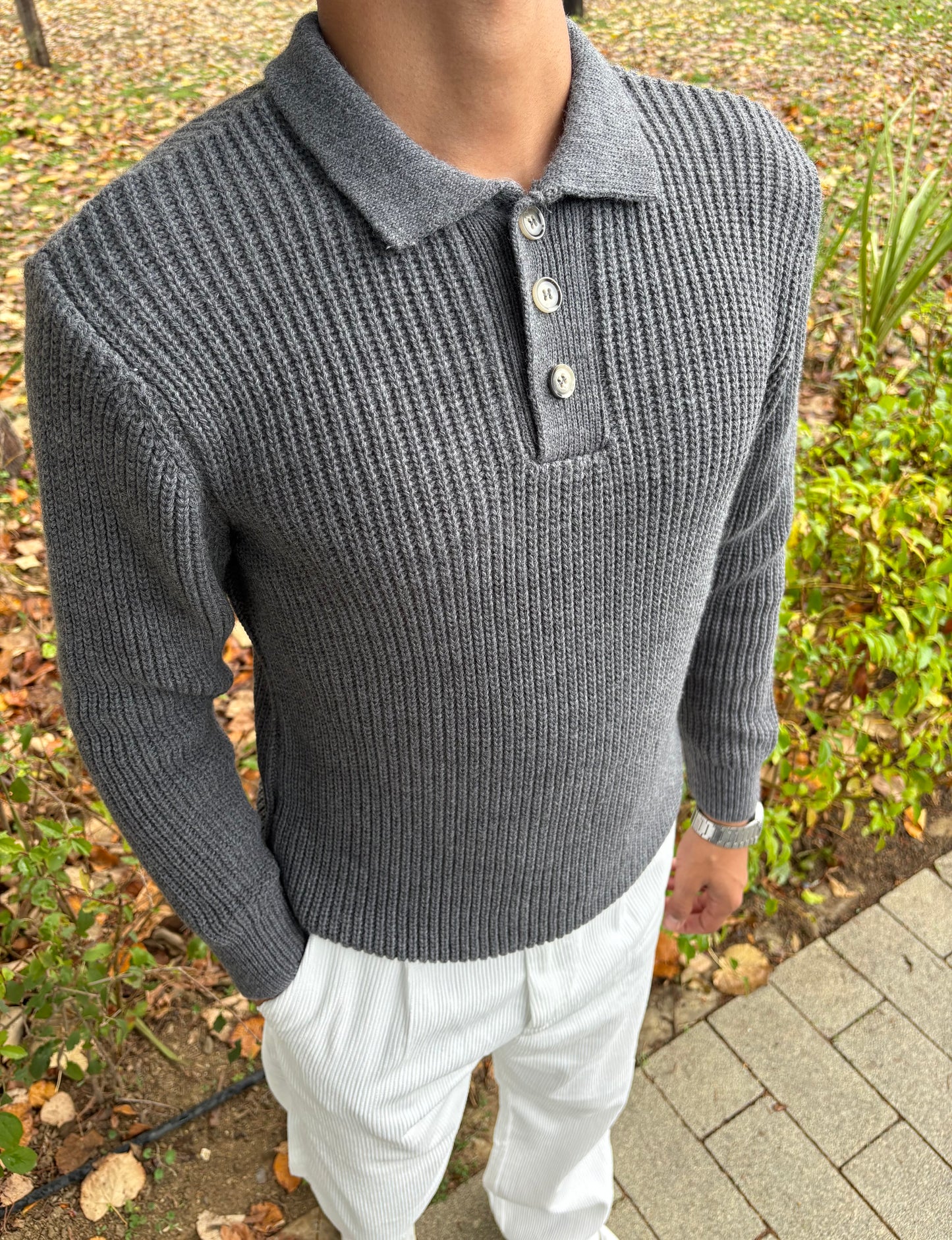 PREMİUM KALİTE DÜĞMELİ POLO YAKA OVERSİZE TRİKO ANTRASİT